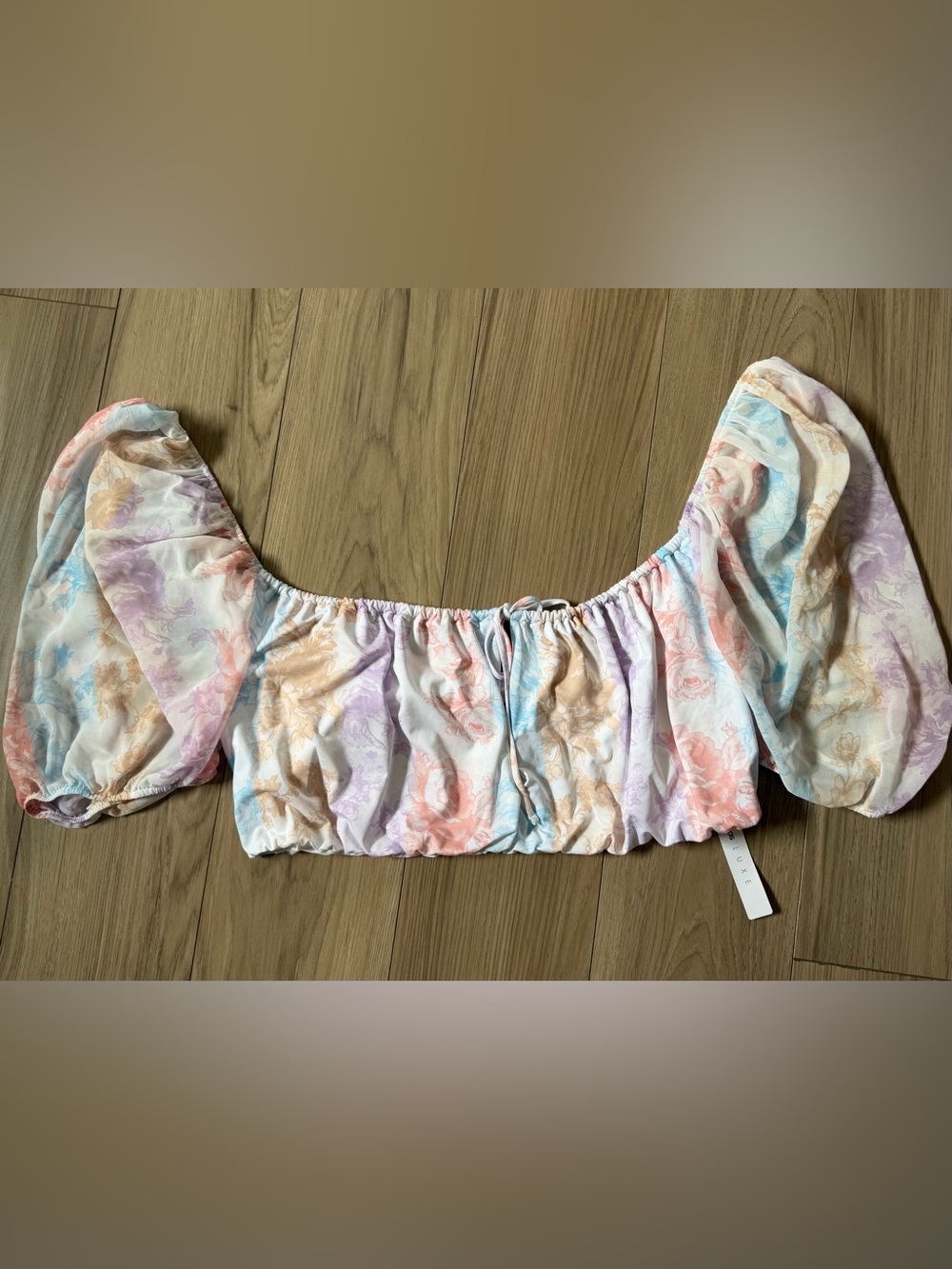 ASOS Luxe Curve Puff Sleeve Pastel Swim Top Sz 18